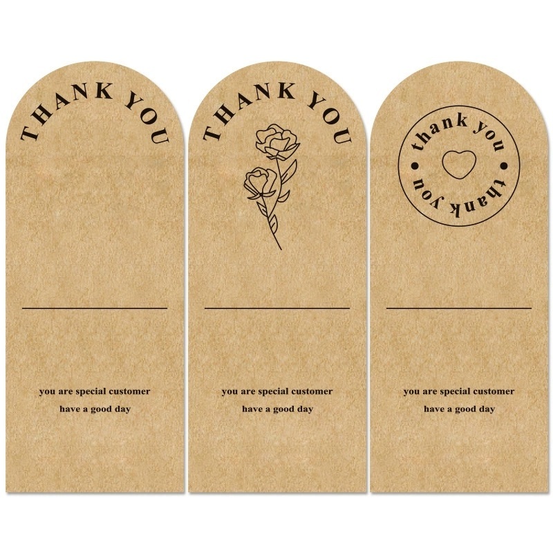 Kraft Paper Thank You Stickers With Arch Top For Gift Box And Retail Packaging