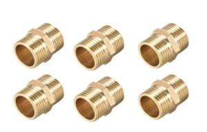 Brass Pipe Fitting Connector Straight HeX Nipple Coupler 3/8 X 3/8 G Male Thread