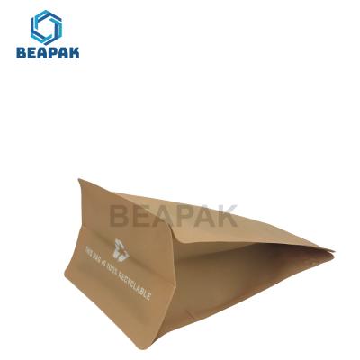 CMYK Stand Up Coffee Pouch Flat Bottom Recycled Plastic Bag For Food