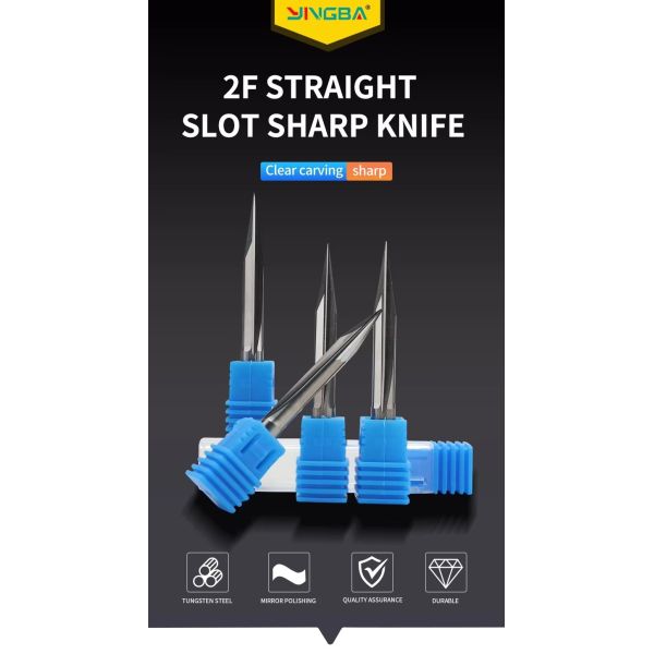 HardBar Solid Carbide Double Edge Straight Groove Sharp CNC Wood Bit with 15-30° Angle for Wood and EVA