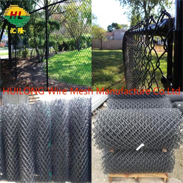 Антикоррозийный виниловый черный забор звена цепи 50 футов в рулоне