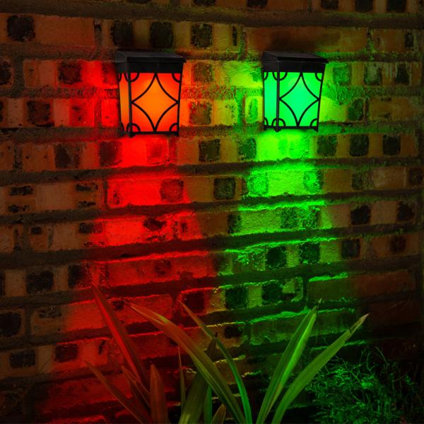 Lâmpadas solares de parede RGB ABS Retro exterior Decorativo à prova d'água