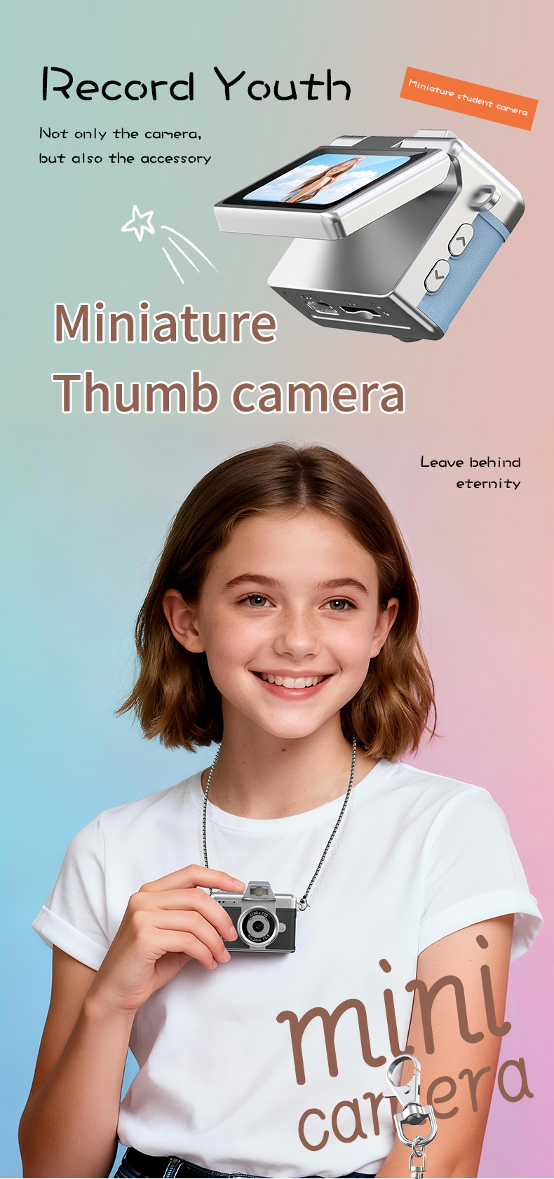DLC Neck-Wearable Mini Camera | 48MP 1080P HD Flip Rotatable Lens Built-in Flash Filters Selfie Mode Video Recording Face