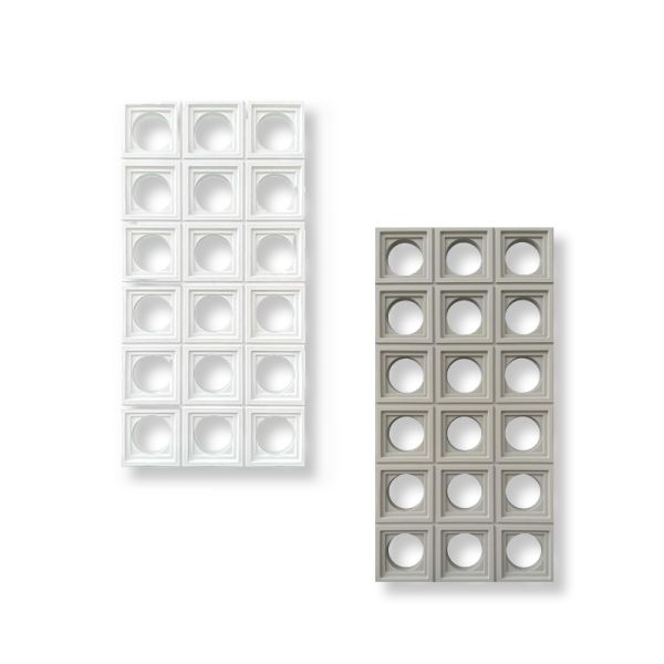 Round Holes PU Decorative Wall Panel Faux Nine Blocks Molding Eco Friendly For Partition