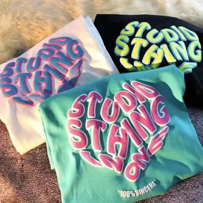 Custom Puff Printed Logo T-shirt in 250 Gsm Heavy Weight Cotton for Unisex Streetwear