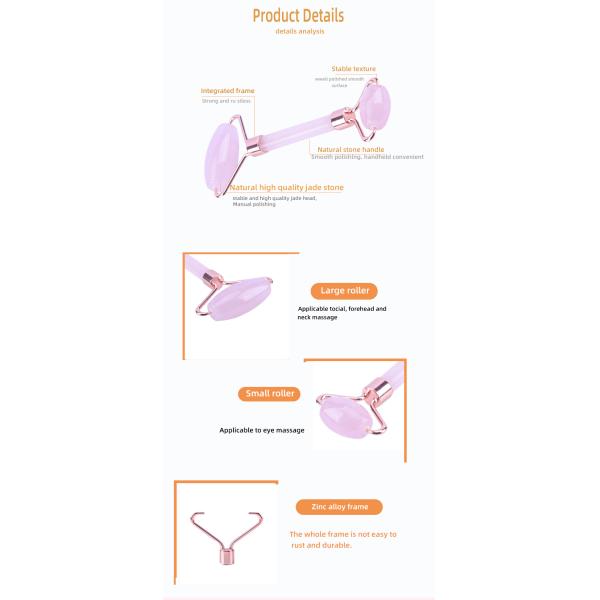 Ролик стороны модного кварца пинка ролика нефрита стороны Skincare каменный