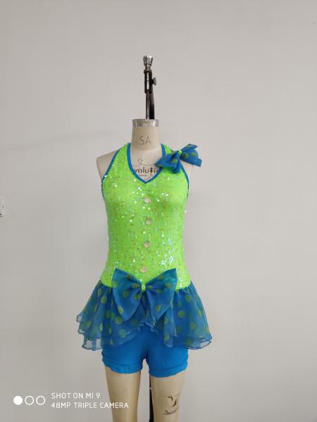 Green And Blue   Show Dance Wear Pattern Performance Clothing