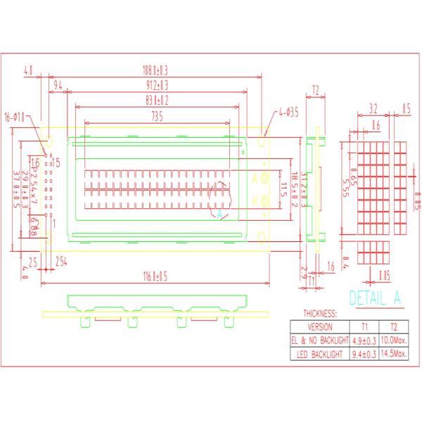 20 Characters X 2 Lines Character LCD Display Module COB LCD Module