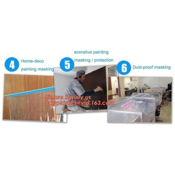 pre-taped paintable car masking film,auto paint solution HDPE masking film,1500*2300mm Masking Film Tape Roll Self Adhes