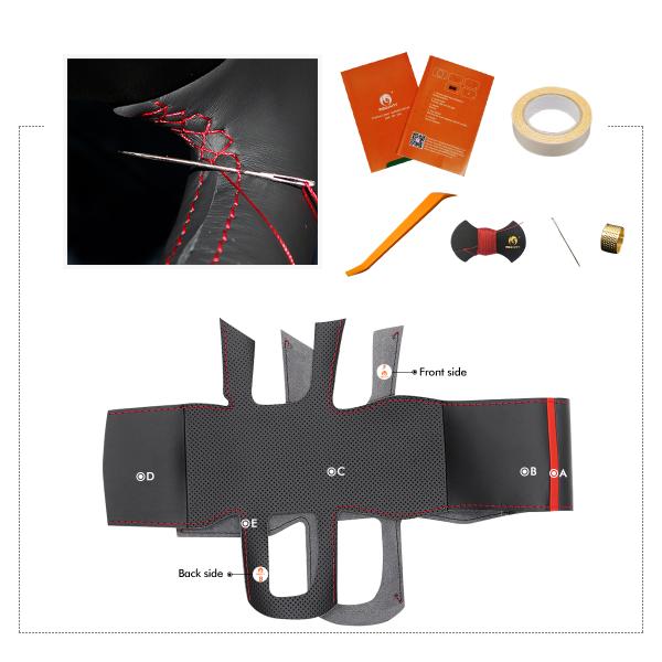 Custom Durable Hand Stitching Black PU Leather Steering Wheel Cover for Dodge RAM 1500 3500 2013 2014 2015 2016 2017 2018