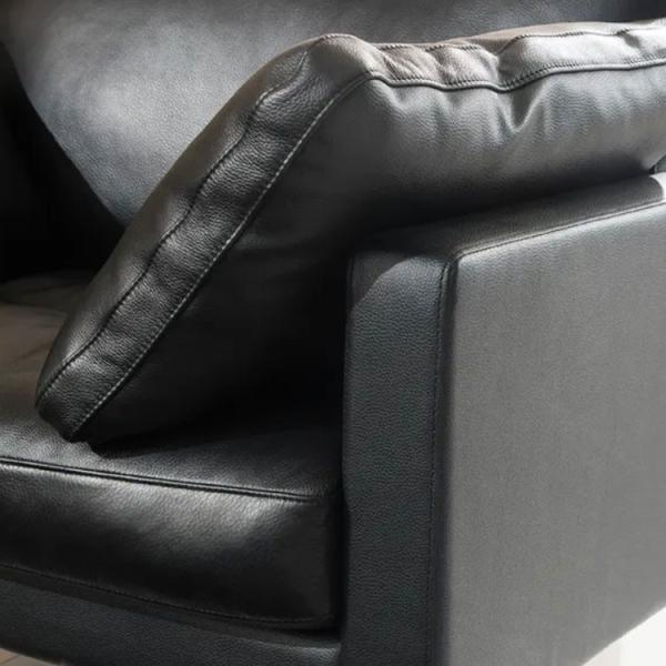 2-местный офисный секционный диван, черный кожаный диван для домашнего офиса