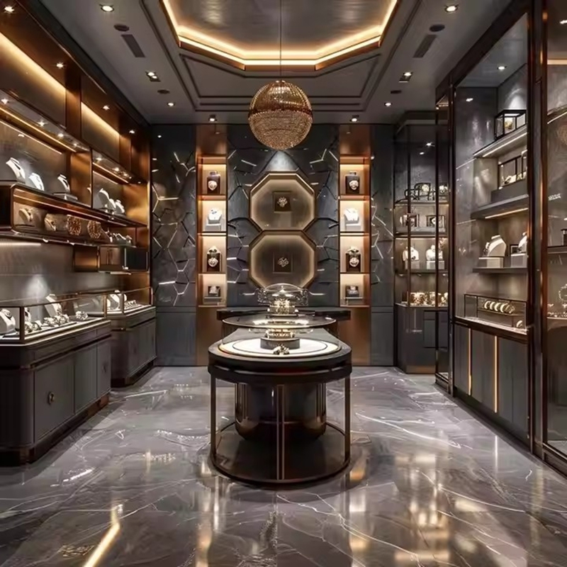 Luxury Wooden Jewelry Cabinet with Glass Display Section & Lock System