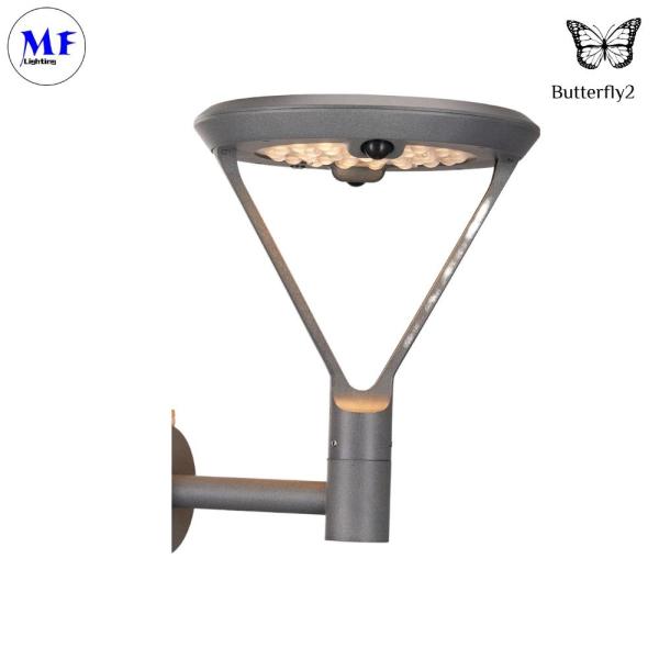 IP66 6,5W LED exterior Iluminação solar de jardim Iluminação de rua à prova d'água 2900-3200K Luz quente com ciclos Bateria para calçadão