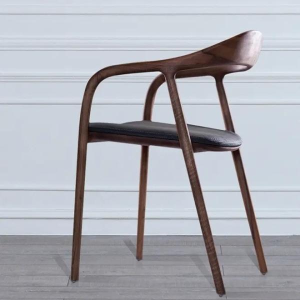 Ash Solid Wood Dining Chairs Dark Wood Dining Chairs With Leather Fabric Cushion