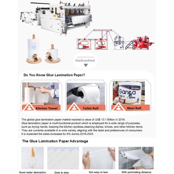 Dot Embossing Type Four Layers Buffer Continuously Glued Lamination Kitchen Towel Tissue Making Machine