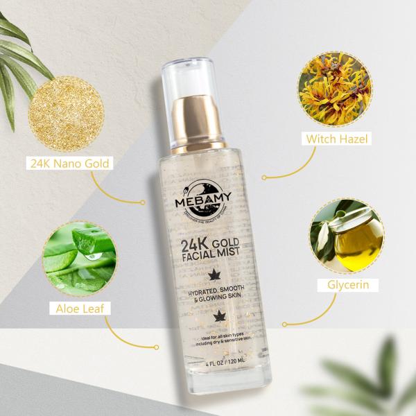 Hyaluronic кисловочные брызги тумана Vegan золота 24K лицевые для всех типов кожи