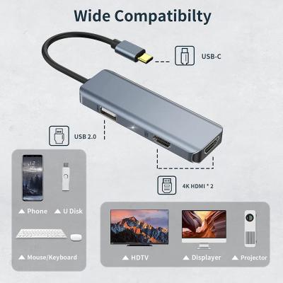 3 em 1 USB Hub Adaptador HDMI Usb C para Usb 2.0 Adaptador Slim Dock para Mac