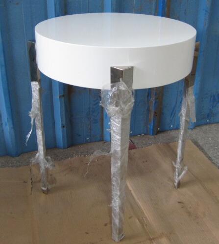 Wooden Top Round Metal Side Table For Coffee Shop , Wood Top End Tables