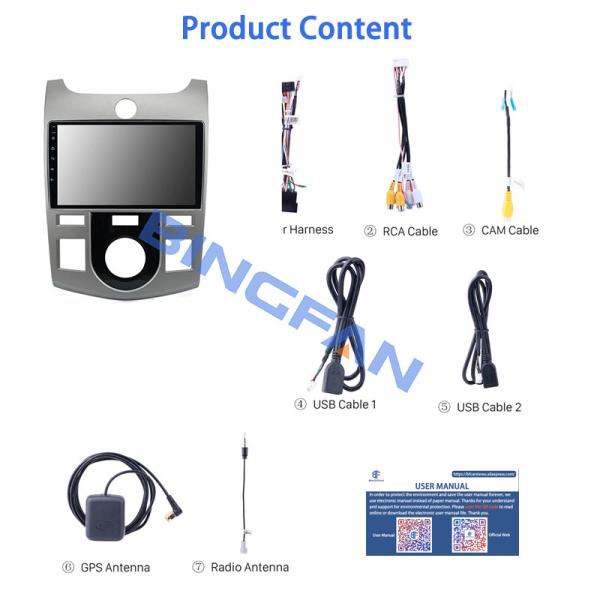Kia Car Radio Forte Cerato 2009-2013 4 Núcleo 9 polegadas Touch Screen Car DVD Player estéreo GPS Navegação Android Car Radio