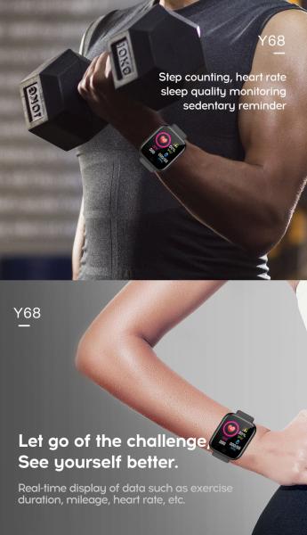 Y68 Unlocked Rugged Smart Watch Women IOS Android D20 Lcd Display Waterproof