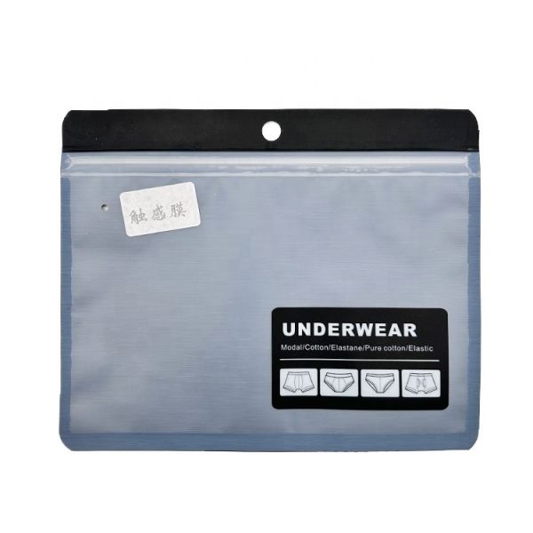 Stand Up Pouch Custom Printing Clear Window Resealable Zipper Bags with Hang Hole Heat Sealing Perfect Underwear Towel Mask
