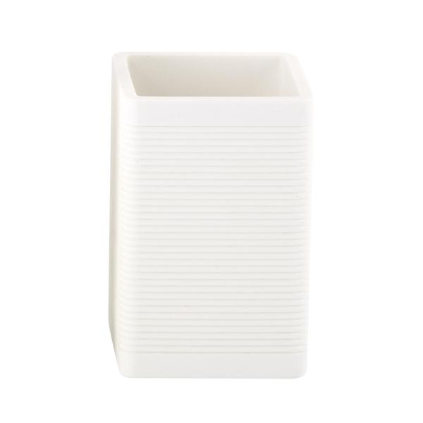 White 3N1 Polyresin Kitchen Utility Caddy For Bathroom Countertop Utensil Caddy With Circle Line