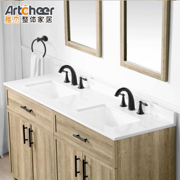Contemporary Water Resistant Eco-Friendly Bathroom Vanity Combo with Marble Sink Table Top