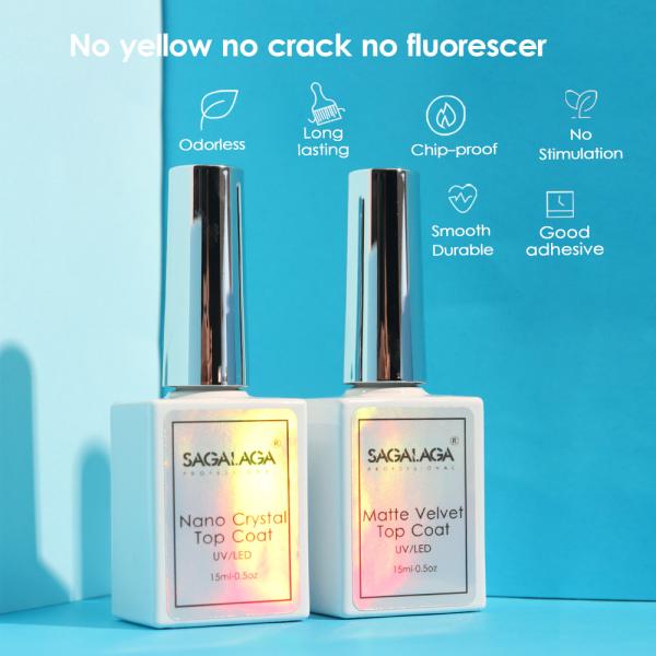LED Lamp 30s Cure Time Private Label Gel Top Coat for High Shine Gel Polish MSDS Certified and No Wipe