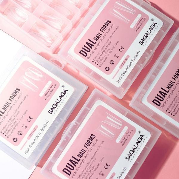 GEL Clear 120pcs Nail Dual Forms Mold Tips Nail Form for Acrylic Nails Extension Custom Logo Included