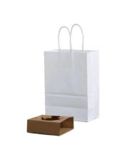Sac de papier blanc recyclable écologique avec poignée pour les détaillants et les épiceries