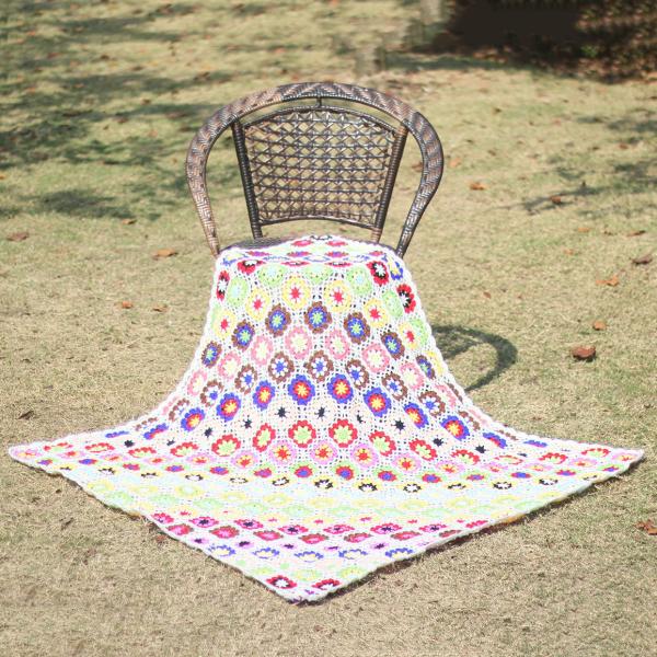 Y-Z Custom Large 120*120 Vintage Floral Afghan Blanket Living Room Modern Style Granny Crochet Daisy Flower Lap Yoga Sofa Throw