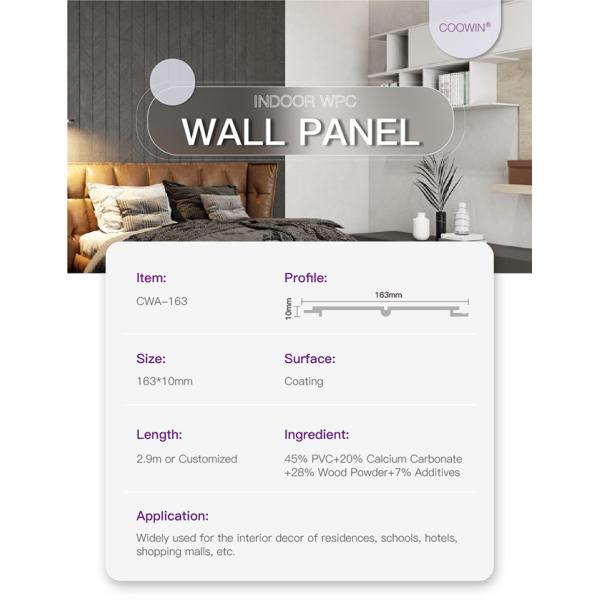 Moistureproof CNAS Wood Interior Wall Paneling Sheets 163x10mm