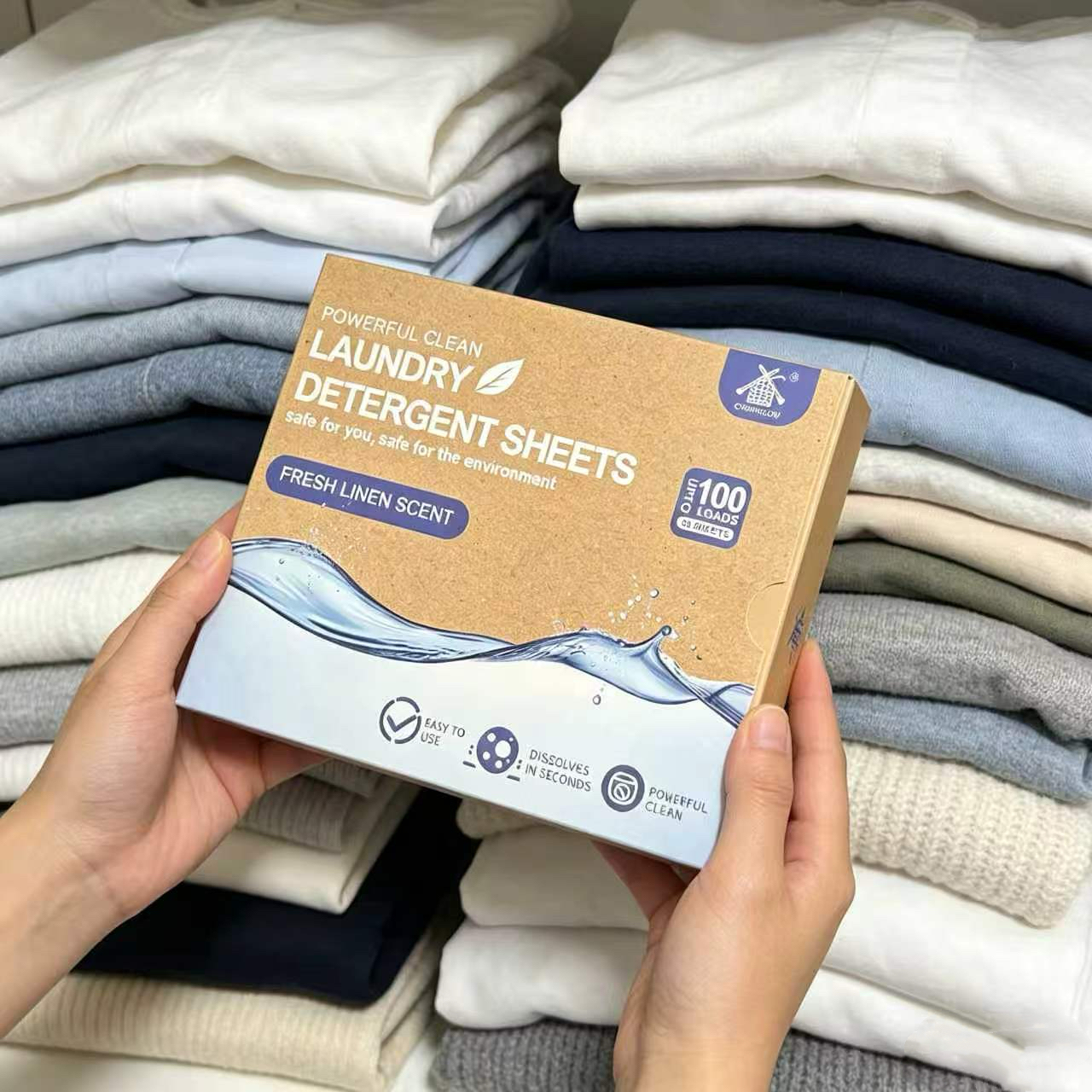 Biodegradable Laundry Detergent Sheets with Fast Dissolve Plant Based Formula for Eco-Friendly Cleaning