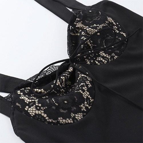 OEM maufactory Skirts Autumn cross -border new sexy sleeveless lacewave collar short skirt dress