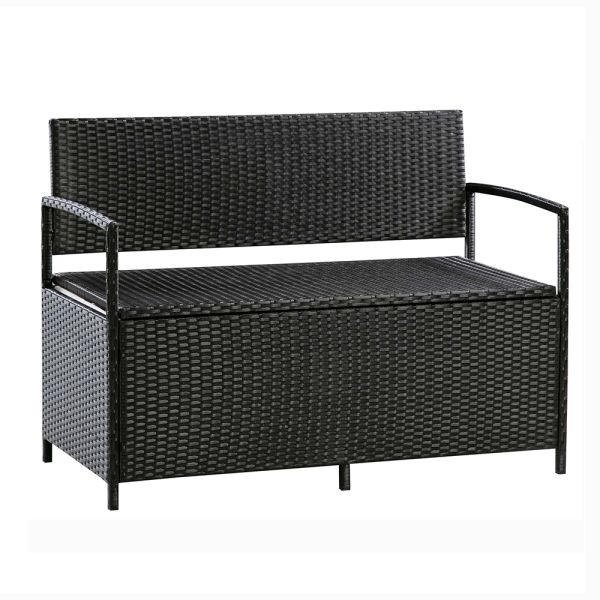 Garden Furniture Bistro Set Wicker Chair Hot Sale Iron Outdoor Rattan Seat Storage Function Chair Loveseat Storage