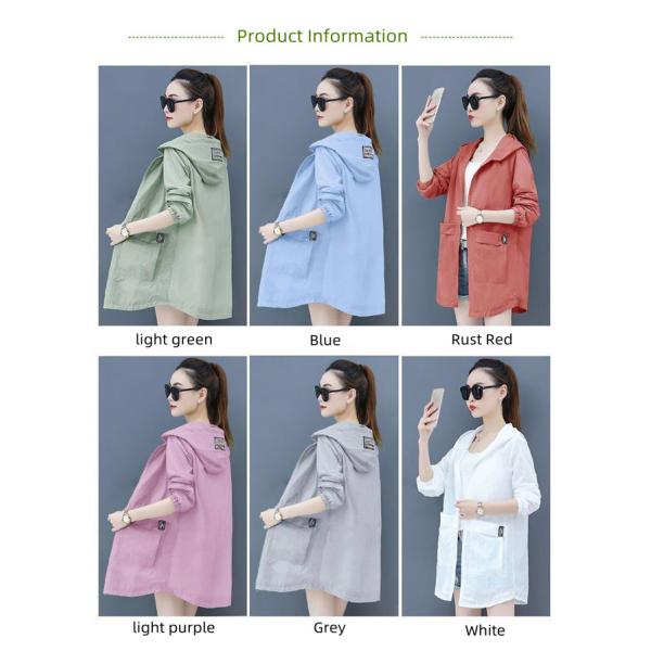 Mid-Length Hooded Sun Protection Clothing Uv Women'S Sun Protection Clothing