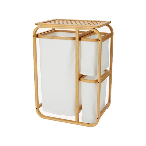 3 Tiers Laundry Basket Shelf Storage Hamper with 3 Separate for Towel Cloth in Bathroom Room