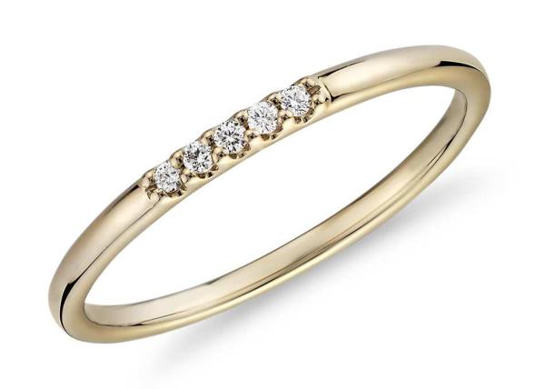 Dainty 14K Yellow Gold Jewelry , Matching Stacking 0.05ct diamond band ring OEM ODM