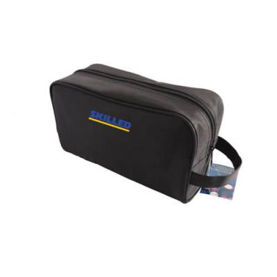 Black Custom Cosmetic Bags for Men , Plain Nylon Gift Packing With Handle 