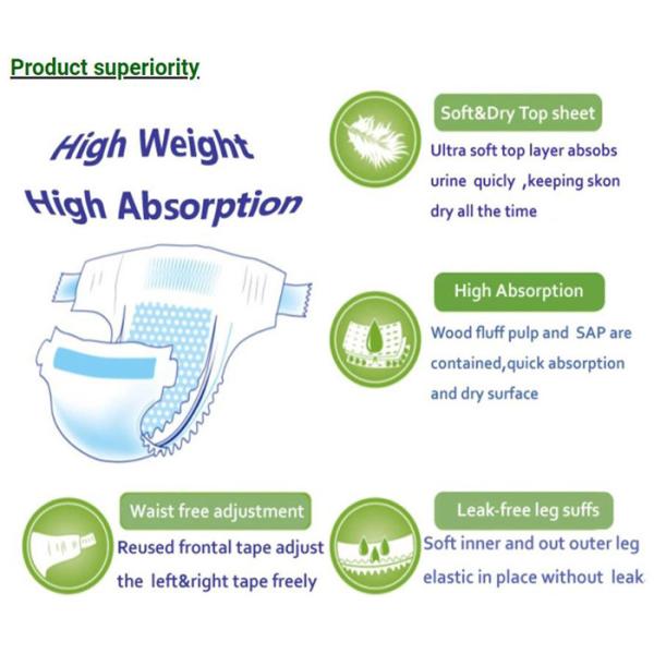 SAP Super Absorbent Disposable Baby Diapers 450*320mm Polymer Cotton Nappies