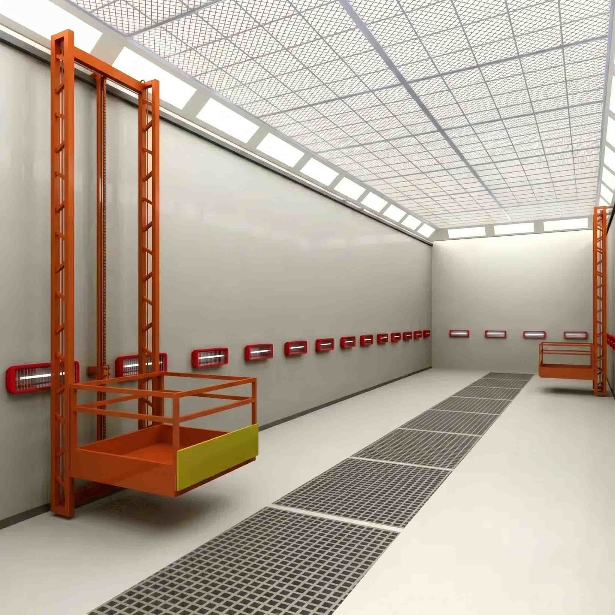 High-Performance 3D Working Platform & Lifter Trolley for Industrial Spray Booths