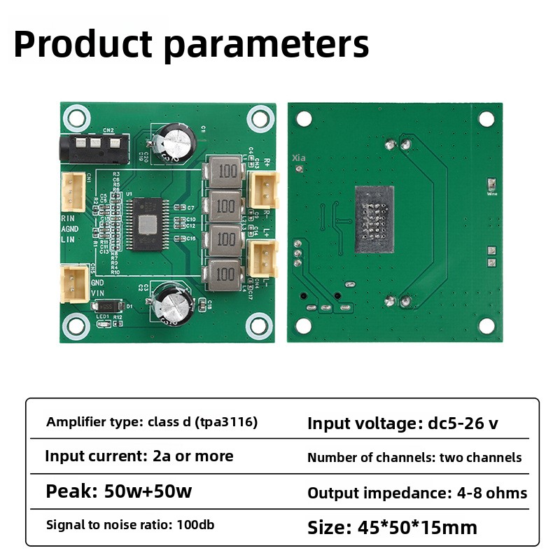 DC5V-26V 50W 2.0 Channel Digital Class D Stereo Audio Power Amplifier Module TPA3116 China