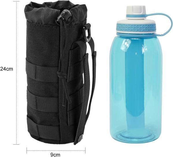 Sports Water Bottles Pouch Bag, Tactical Drawstring Molle Water Bottle Holder Portable Travel Tactical Hydration