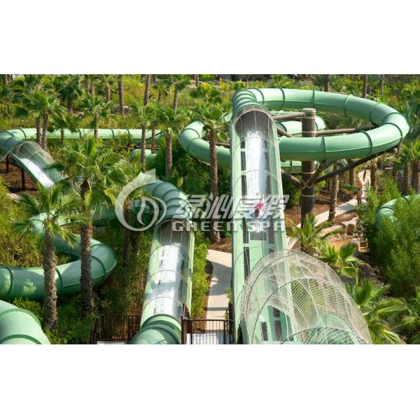 Kids and Adults Green Water Roller Coaster / Fiberglass Water Slides for Aqua park