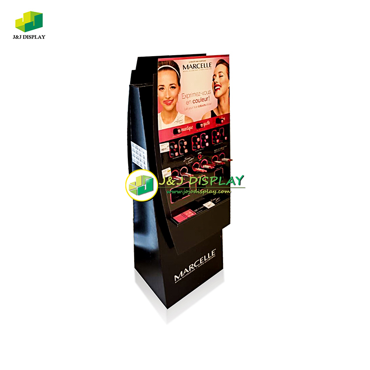 Flooring Recyclable Knock Down Shelves Displaying Corrugated Board Cardboard Floor Display Stand For Stationery, Skin Care, Outdoor Accessories Items