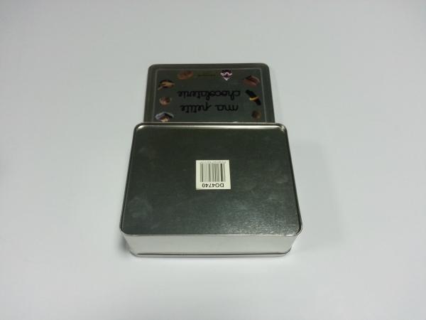 O corpo liso e 4 cores imprimiram a caixa da lata do chocolate, recipiente de empacotamento do metal doce