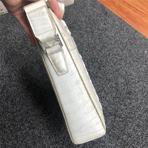 Authentic Crocodile Skin Men's Small Shoulder Bag White Flap Purse Genuine Alligator Leather Male Casual Messenger Bag