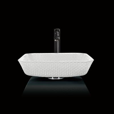 a vaidade da bancada de 12mm afunda o branco resistente de Crystal Square Vessel Bathroom Scratch