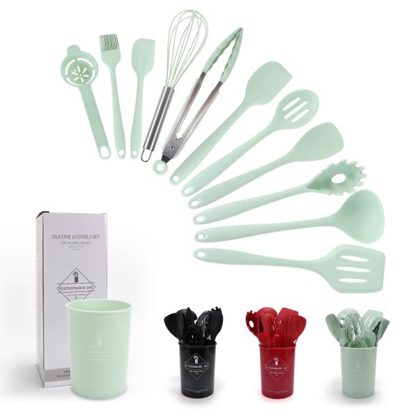 12pcs Kitchen Appliances Cooking Set with Non-stick and Durable Silicone Utensils