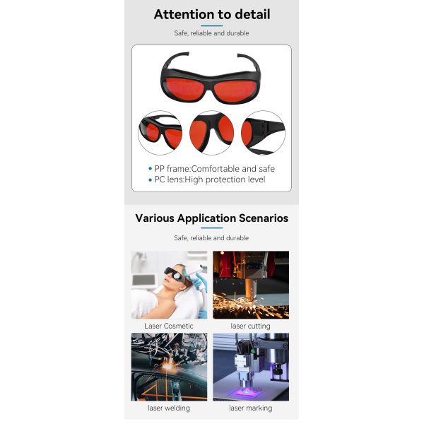 200nm-2000nm CO2 EN207 Fiber Cutting Laser Welding Goggles Ipl Hair Removal Radiation Laser Safety Glasses